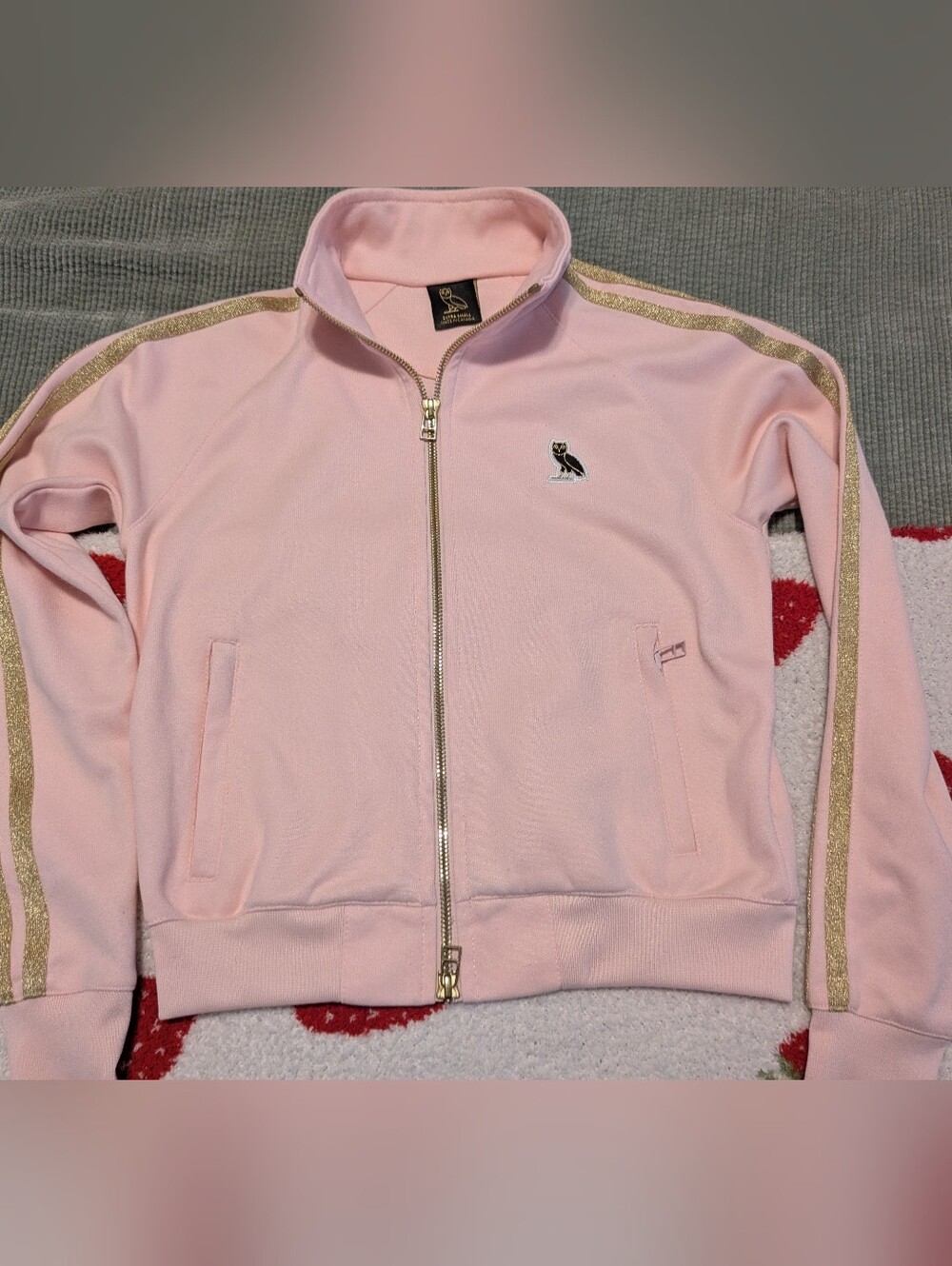 Women's OVO Limited Edition pink gold trim track jacket XS